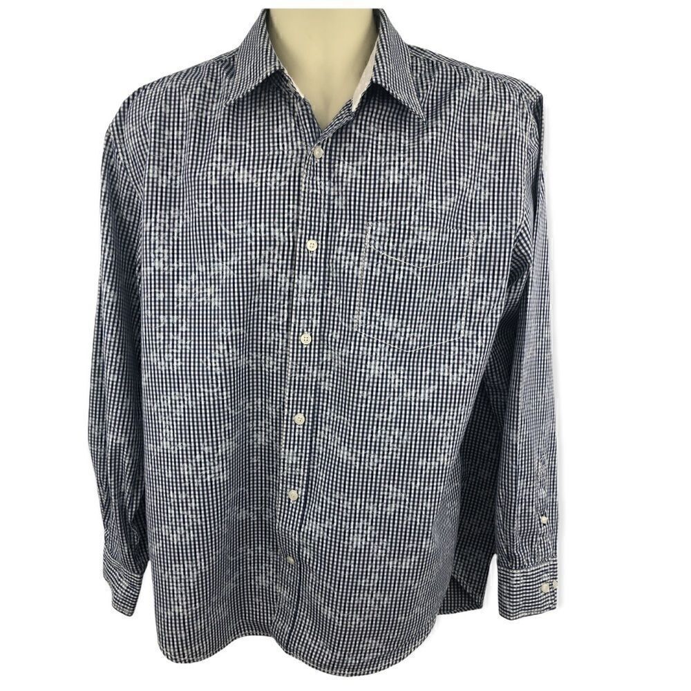 J Campbell large long sleeve blue white button shirt